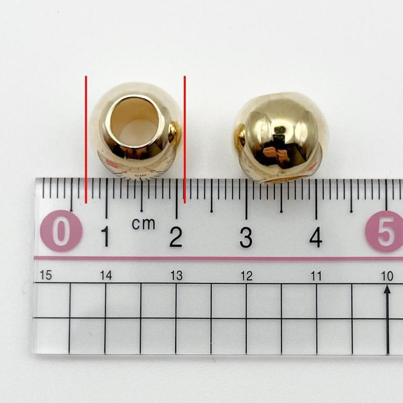 14mm 大穴ビーズ ライトゴールド 穴7mm ハンドメイドパーツ 【10個】