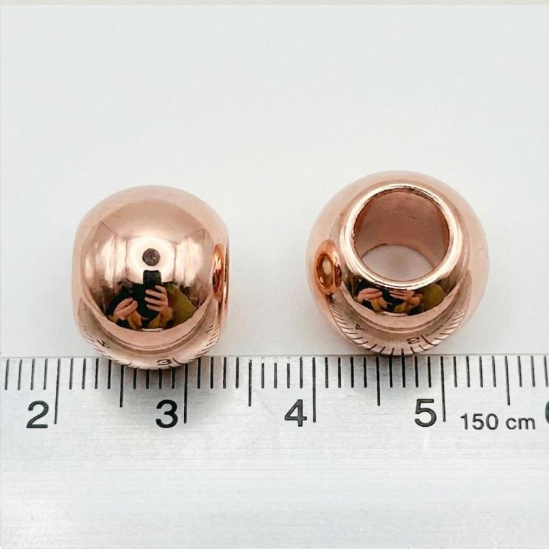 14mm 大穴ビーズ ローズゴールドーカラー穴7mmハンドメイドパーツ【10個】