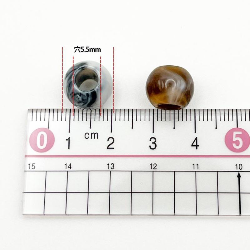 12mm 大穴ビーズ マーブル模様 アクリルビーズ 穴5.5mm 【20個】