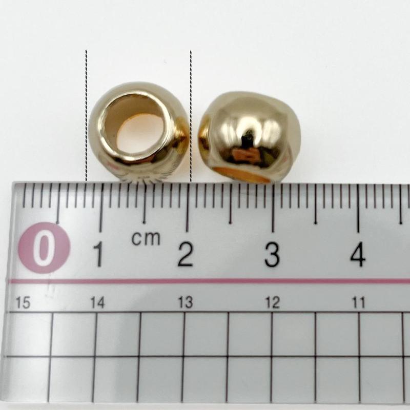 大穴ビーズ 12mm 穴6mm ライトゴールドカラー ビーズ パーツ【20個】