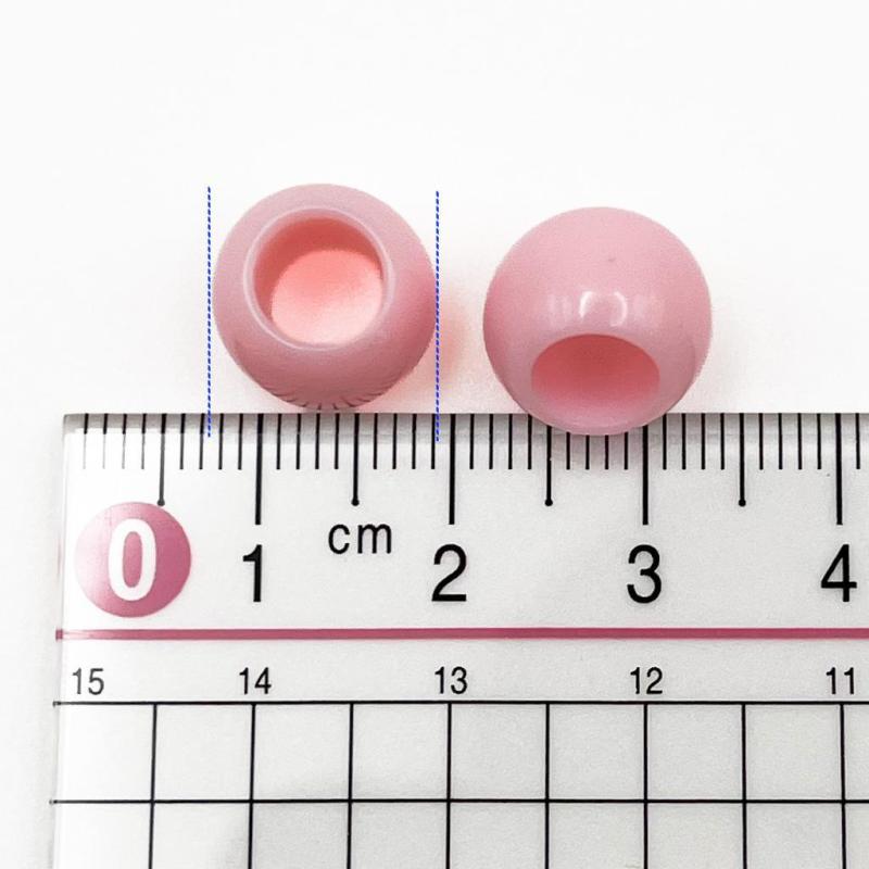 12mm 大穴ビーズ アクリルビーズ ライトピンク 穴6.5mm 【20個】