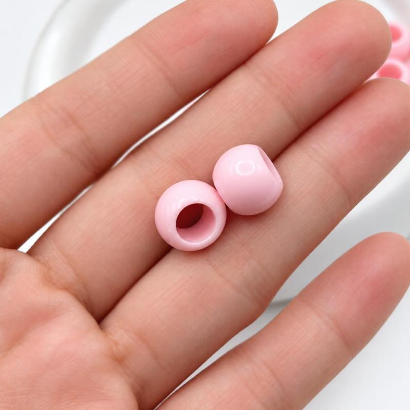 12mm 大穴ビーズ アクリルビーズ ライトピンク 穴6.5mm 【20個】