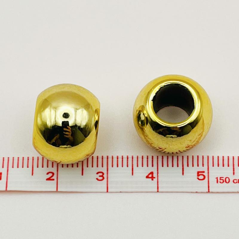 大穴ビーズ 16mm 穴7.5mm ゴールドカラー ビーズ パーツ【10個】