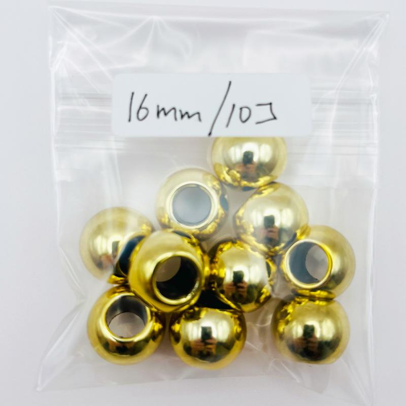 大穴ビーズ 16mm 穴7.5mm ゴールドカラー ビーズ パーツ【10個】