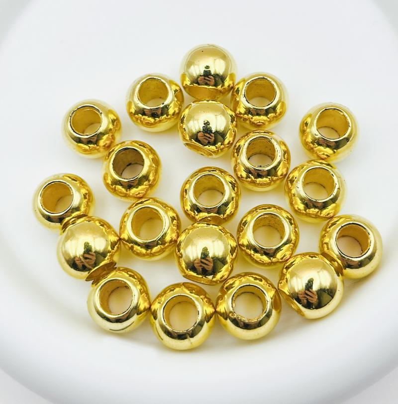 大穴ビーズ 12mm ゴールドカラー 穴 5.5mmハンドメイドパーツ【20個】