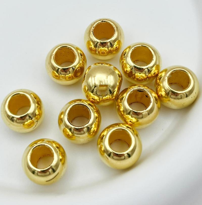 大穴ビーズ 12mm ゴールドカラー 穴 5.5mmハンドメイドパーツ【20個】