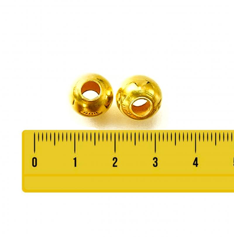 大穴ビーズ 8mm ゴールドカラー 穴3.5mm ハンドメイドパーツ 【50個】