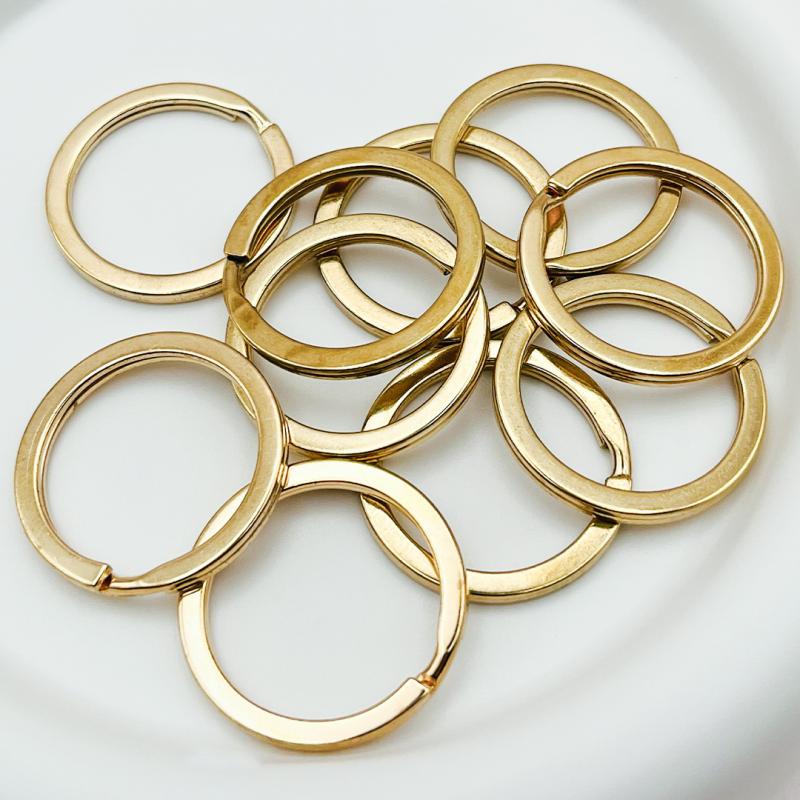二重丸カン 二重リング 25mm 平キーリング ゴールドーカラー 20個セット