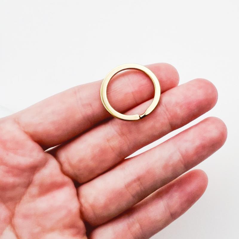 二重丸カン 二重リング 25mm 平キーリング ゴールドーカラー 20個セット