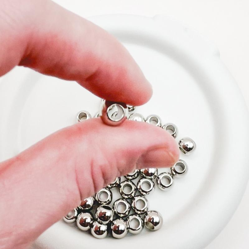大穴ビーズ 8mm シルバーカラー 穴3.5mm ハンドメイドパーツ【50個】