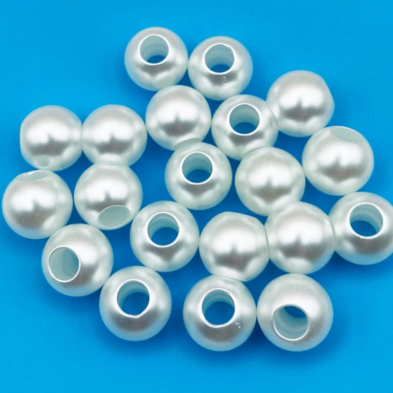 14mm大穴ビーズ 穴5.8mm パール調 ハンドメイドパーツ 20個