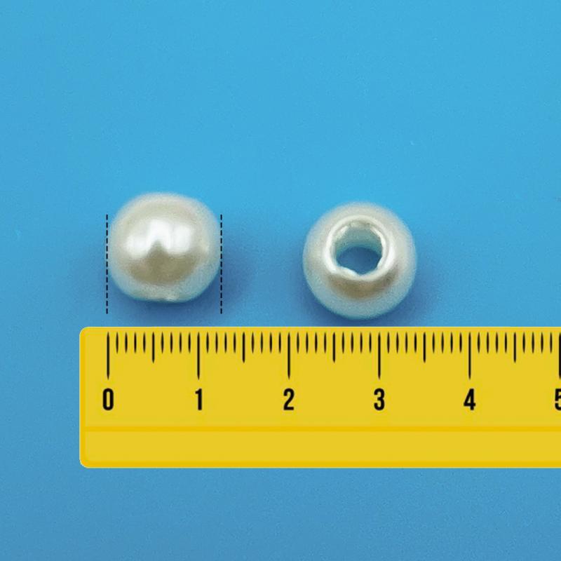 12mm 大穴ビーズパール調 20個 アイボリーカラー ハンドメイドパーツ
