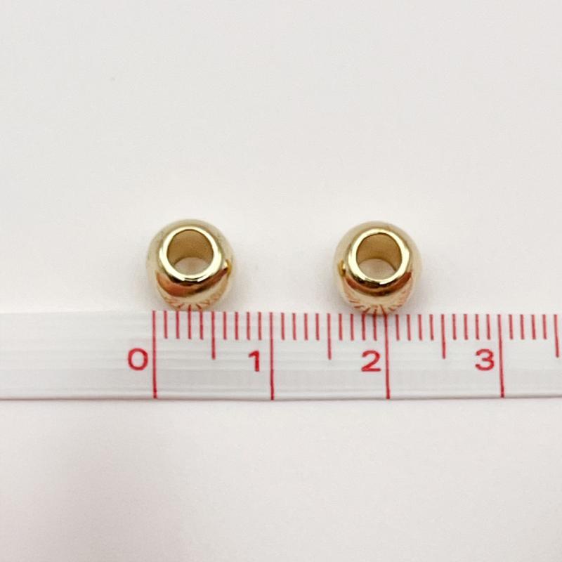 大穴ビーズ 8mm穴3.5mm ライトゴールドカラー ビーズ パーツ【50個】