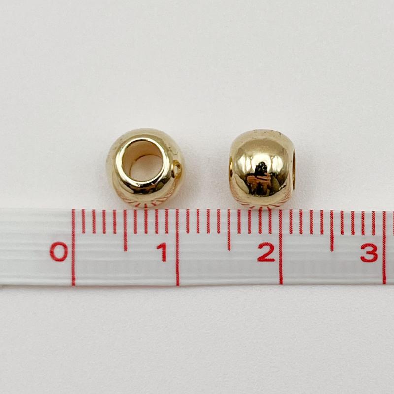 大穴ビーズ 8mm穴3.5mm ライトゴールドカラー ビーズ パーツ【50個】