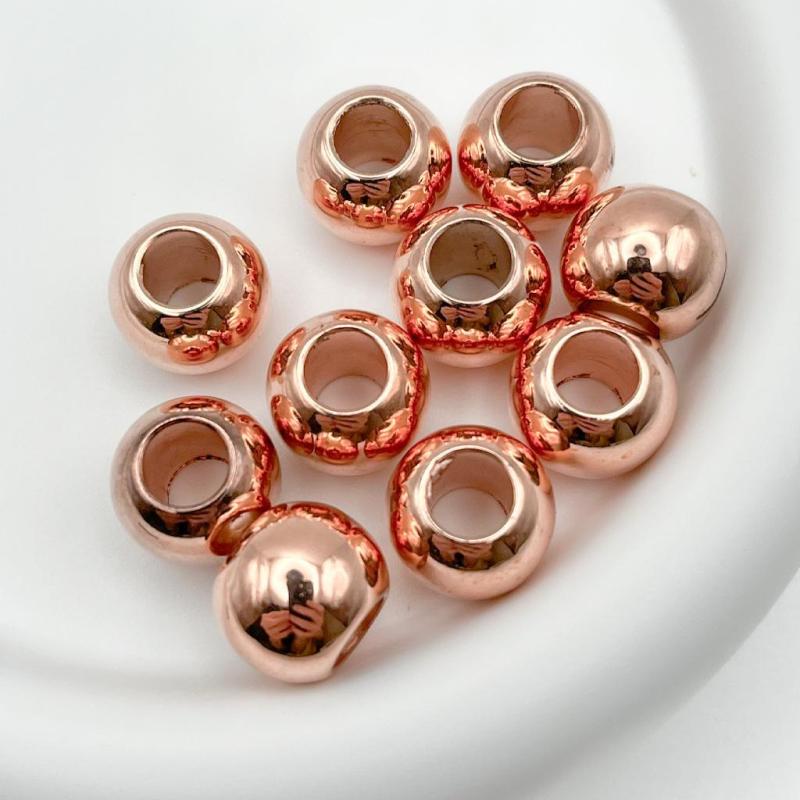 14mm 大穴ビーズ ローズゴールドーカラー穴7mmハンドメイドパーツ【10個】